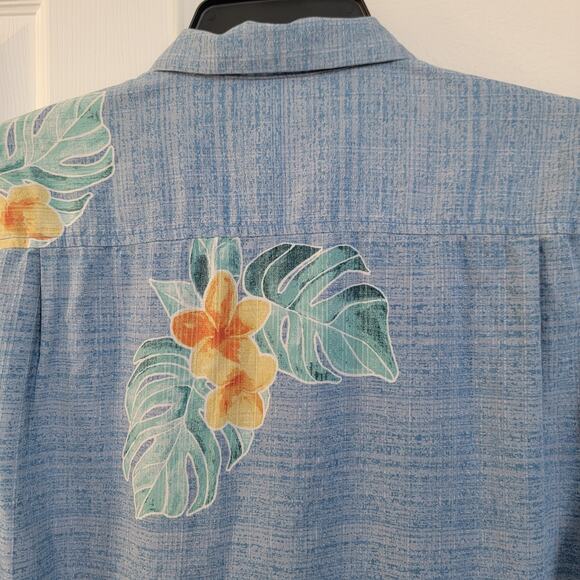 Tommy Bahama Blue Silk Turkish Sea‎ Bloom Adrift Floral Button Front Shirt Large - Picture 7 of 16